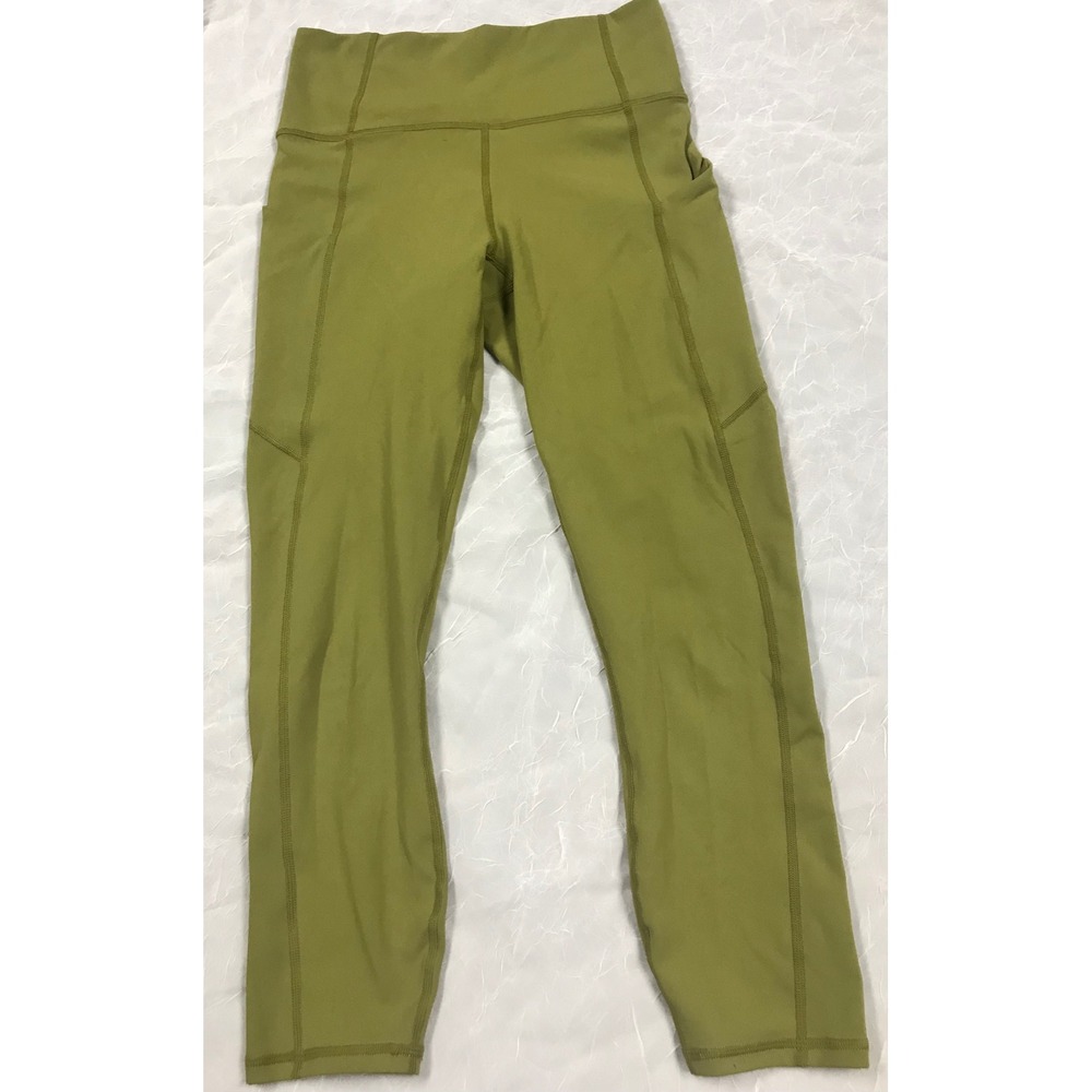 Fabletics High Waisted Pocket Leggings Olive Green Womens XS